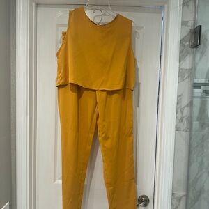 SHEIN Yellow 2 piece sleeveless top and pant set size medium  Soft Fabric